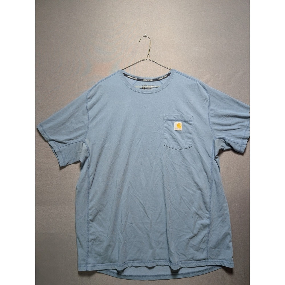 Carhartt Force T-Shirt Men's XL Blue Relaxed Fit Single Chest Pocket Lightweight